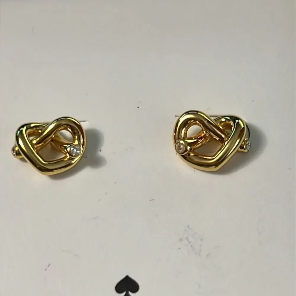 Kate Spade Loves Me Knot Stud Gold Tone Earrings, New In Box, Love Knot🖤♤🖤